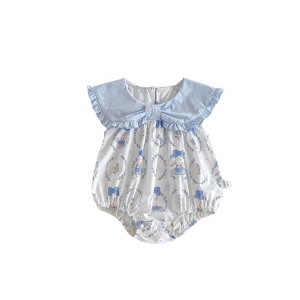 MyKids-USA Summer Hot Selling Baby Girls Sleeveless Crew Neck Rabbits Pattern Onesie - 1 of 4