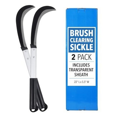 Impresa [2 Pack] Brush Clearing Sickle - Extra Long Brush Cutter - Manganese Steel Sickle Blade