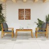 vidaXL 3 Piece Patio Lounge Set - Solid Acacia Wood with Cushions, Outdoor Garden Chair Set, Rectangular Table - 2 of 4