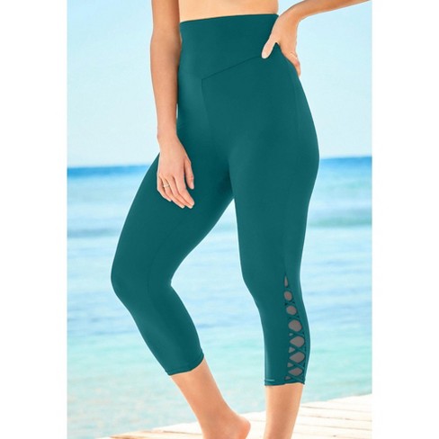 Swim 365 Women's Plus Size High-waisted Swim Capri - 30, Green : Target