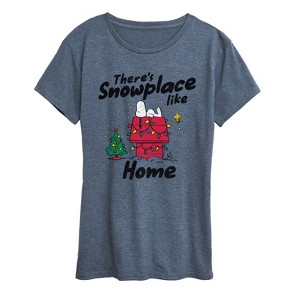 Women's - Peanuts - Theres Snowplace Like Home Short Sleeve Graphic T-Shirt - 1 of 4