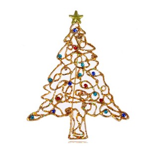Anna-Kaci Holiday Christmas Tree Multi Color Crystal Rhinestone Brooch Pin - 1 of 4