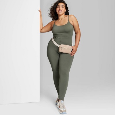 Women's Seamless Fabric Bodysuit - Wild Fable™ Olive Green Xxl
