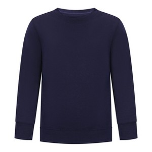 EVERYDAY KIDS Boys’ Navy Fleece Crewneck Sweatshirt; Boy’s Long Sleeve Pullover Shirt - Soft and Breathable Cotton/Poly Blend - 1 of 4