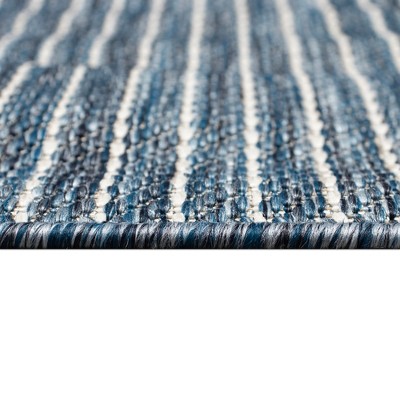 Navy Stripe Synthetic Flatwoven Indoor/Outdoor Rug