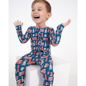 Lev Baby Boys' Bamboo Convertible Zipper Romper – Firetruck Print One-Piece Baby Boy Clothes (6–12M to 18–24M) - 1 of 4