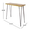Coolbibila Modern Outdoor Industrial Teak Finished Acacia Wood Bar Table,Wooden Dining Table With Metal Frame,Patio Bistro Porch Bar Table - 4 of 4