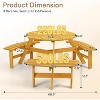 Zevemomo 6 Person Wood Picnic Table,Round Tabletop with Umbrella Hole,3 Built-in Curved Benches,1720LBS Total Capacity for Garden, Light Wood Color - 4 of 4