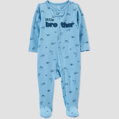 Carter's Just One You® Baby Boys' Dino 'Little Brother' Footed Pajama - Blue Newborn