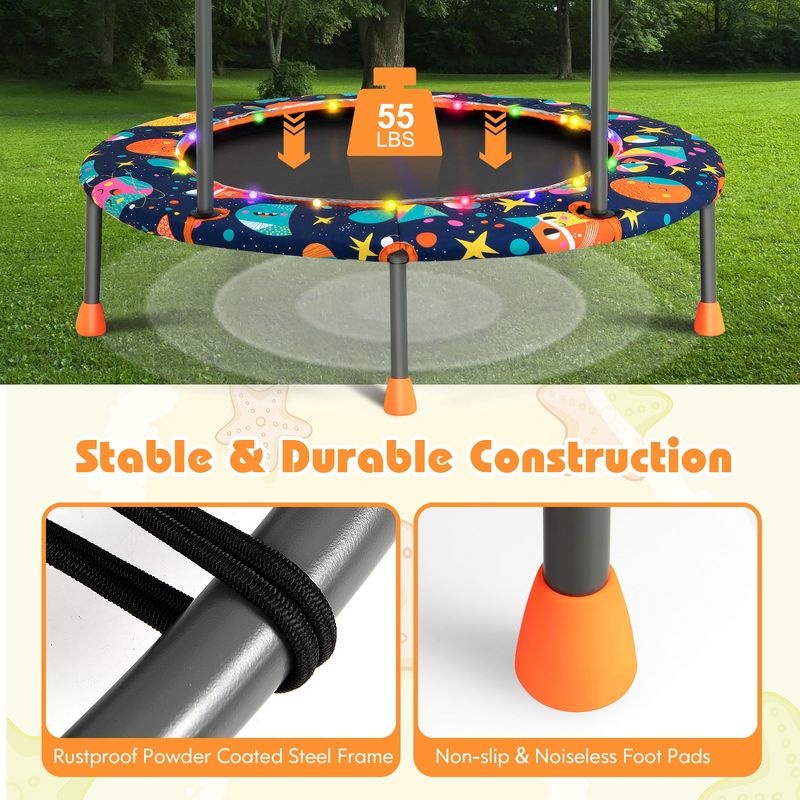Costway 36'' Mini Toddler Trampoline W/LED Bluetooth Speaker Detachable Handle Kids Gifts, 5 of 11
