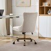 Lyngins Modern Upholstered Tufted Button Home Office Desk Chair with Golden Metal Base,Velvet Swivel Task Chair for Office,Study - 4 of 4