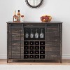 47" Coffee Bar Cabinet w/16 Wine & Glass Rack, Storage Shelves Farmhouse Wine Bar Sideboard w/Sliding Barn Door - 2 of 4