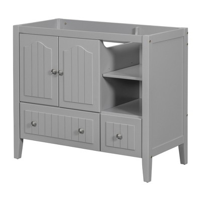 LOVMOR 36" Bathroom Vanity Base Only, Solid Wood Frame and MDF Boards