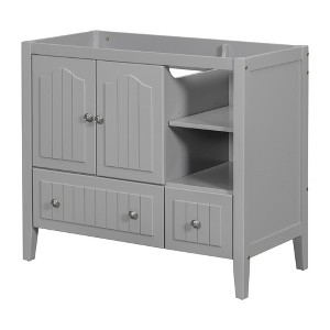 LOVMOR 36" Bathroom Vanity Base Only, Solid Wood Frame and MDF Boards - 1 of 2