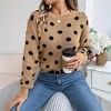 Women's Cute Polka Dot Sweater Shirt Long Sleeve Crew Neck Fall Casual Color Block Loose Fit Soft Knit Pullover Top - 2 of 4