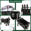 RISOKEYS Heavy-Duty Foldable Utility Wagon with All-Terrain Wheels,Waterproof Cover & Strapping System for Garden,Camping,Shopping,Black - 2 of 4