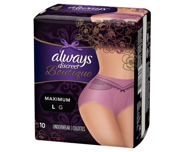 Buy Always Discreet Boutique Incontinence Underwear for Women - Maximum  Absorbency - Mauve - Large - 10ct Online at desertcartINDIA