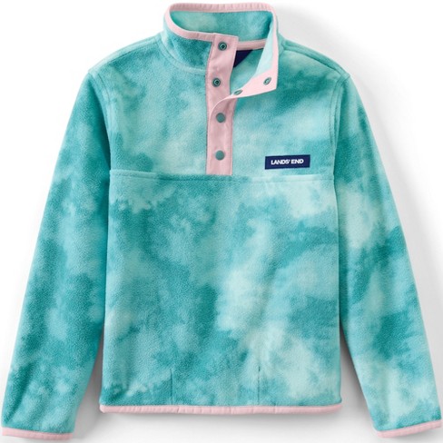 Lands' End Kids Heritage Fleece Snap Neck Pullover - Xxs - Teal