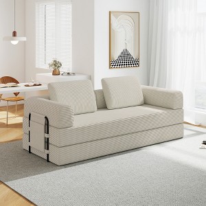 Racxily Convertible Sofa Bed with Pillow - Corduroy Folding Couch, Loveseat Sofa for Living Room, Bedroom, Lounge - 1 of 4