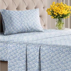 Luxuriously Soft 4-Piece Floral Sheet Set - Wrinkle-Resistant, Printed Pattern - CGK Linens - 1 of 4