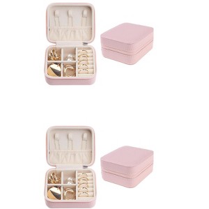 Unique Bargains Small Portable PU Leather Storage Display Holder Travel Jewelry Box 2 Pcs - 1 of 4
