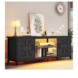 LED TV Stand for 70 Inch TV, Farmhouse Entertainment Center with Storage Cabinets and Charging Station , TV Media Console For Living Room - 1 of 1
