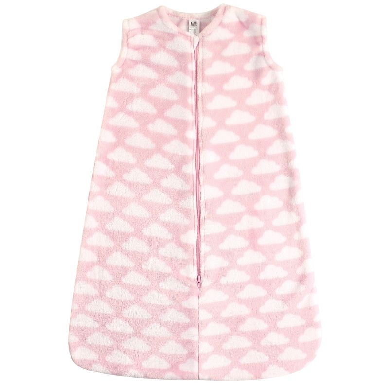 Hudson Baby Infant Girl Plush Sleeping Bag, Sack, Blanket, Pink Clouds Plush, 1 of 4
