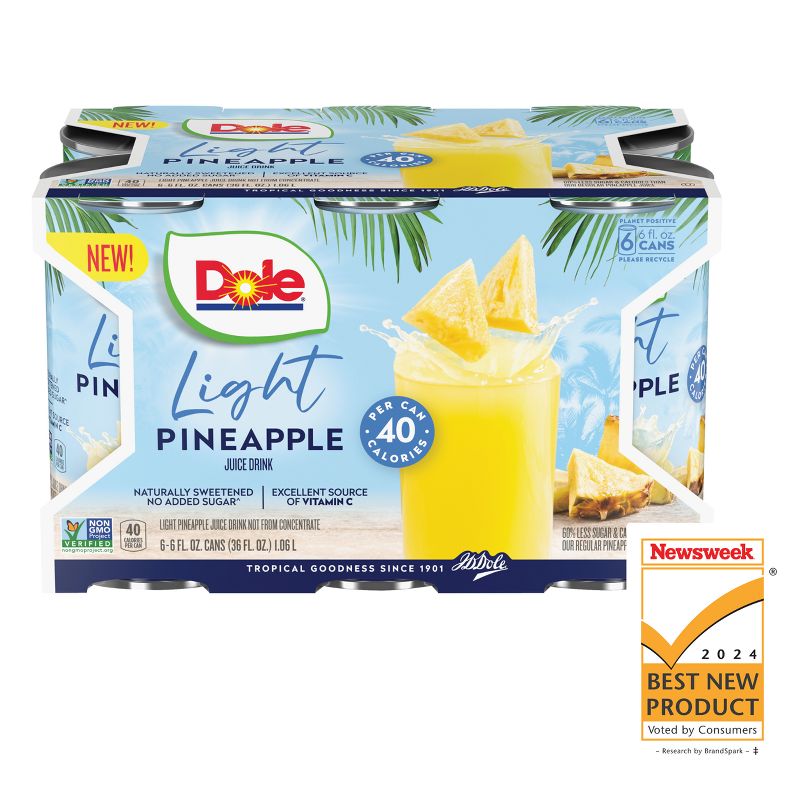 Dole Lite Pineapple Juice - 6pk/6 fl oz Cans, 5 of 6