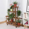 Artloge 6 Tier Natural Wooden Plant Stand Vertical Multiple Holder Corner Flower Pots Display Rack with Wheels for Living Room Garden Balcony Patio - 2 of 4