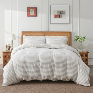 Peace Nest Linen Cotton Blend Duvet Cover Set, Durable, Breathable & Moisture-Wicking, 3 Piece Bedding Set with Pillow Shams - 1 of 4