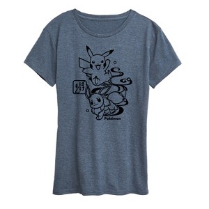 Women's - Pokémon - Wagara Pikachu and Eevee Short Sleeve Graphic T-Shirt - 1 of 4