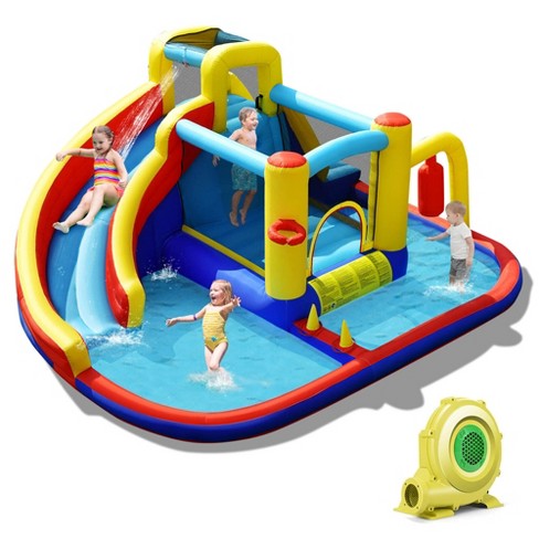 Tangkula 7-in-1 Inflatable Water Slide Water Park Kids Bounce Castle ...