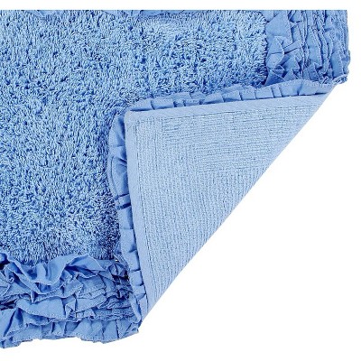 Cozy Comfort Shaggy Blue Cotton Bath Rug 24"x40"