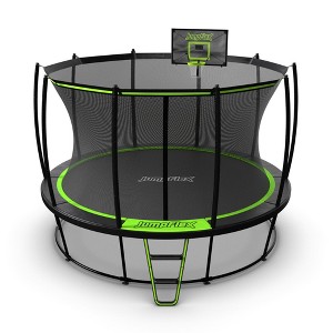 JumpFlex HERO 12' Trampoline with PROJAM Hero Basketball Hoop and Net Attachment for Kids Outdoor Play with Enclosure Net and Ladder - 1 of 4