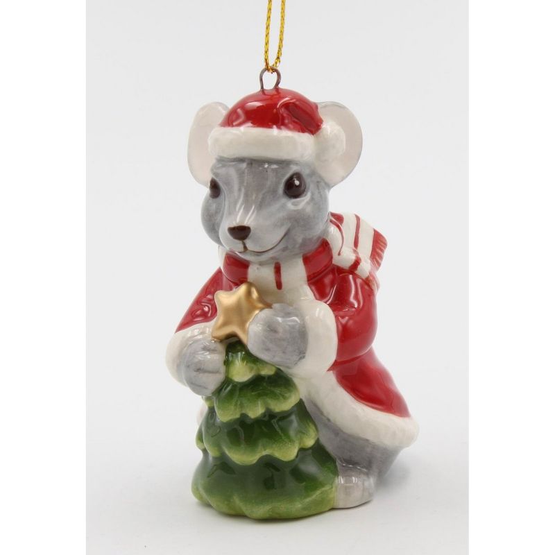 Kevins Gift Shoppe Ceramic Christmas Mouse With Tree Ornament, 4 of 8