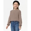 Girls Crewneck Knit Pullover Sweaters Long Lantern Sleeve Oversized Knit Cute Jumper Tops - 3 of 4