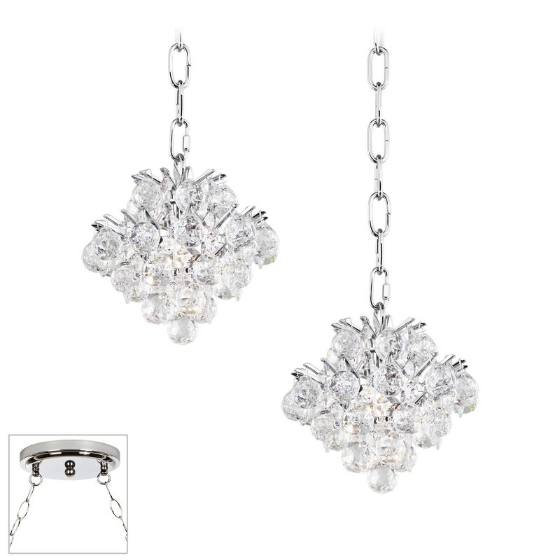 Vienna Full Spectrum Essa Chrome Swag Pendant Chandelier Modern Crystal 2-Light Fixture for Dining Room House Foyer Kitchen Island Entryway Bedroom, 1 of 4