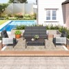 XINGHANZHENXUAN Blue 4-Piece Patio Dining Set, Rust-Resistant Outdoor Furniture with Comfortable Seating and Modern Design - 3 of 4