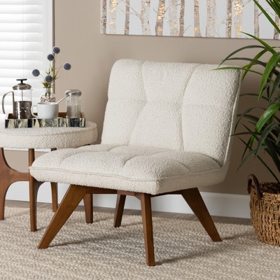 Baxton Studio Darielle Japandi Cream Boucle Fabric And Walnut