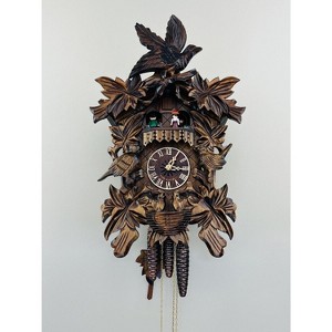 One Day Musical Cuckoo Clock – 18 in – Hand-Carved Birds and Leaves – River City Clocks - 1 of 4
