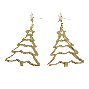 Christmas Tree Dangle Earrings Womens Gold Tone Stainless Steel Ginger Lyne Collection - 1 of 4