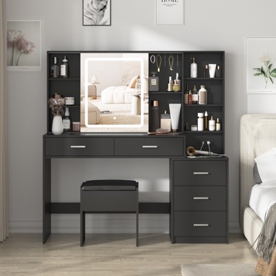 Vanity Desk with Mirror and Lights