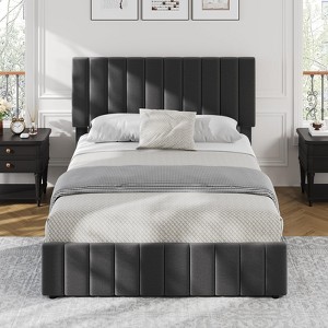 Bed Frame, Platform Bed with 4 Storage Drawers - Adjustable Headboard, Wooden Slats Support, No Box Spring Needed - 1 of 4