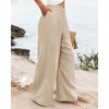 Womens Wide Leg Long Pants Casual Button Up High Elastic Waisted Business Offices Trousers Straight Pants with Pocket - 2 of 4