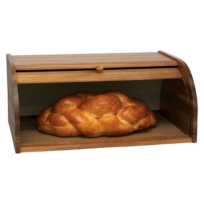 Acacia Wood Rolltop Bread Box with Natural Finish