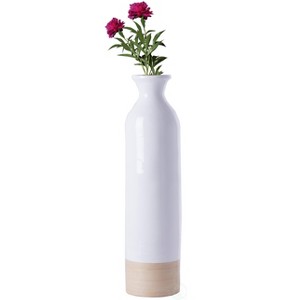 Uniquewsie Elegant Black or White Cylinder Shaped Tall Spun Bamboo Floor Vases, Embellished with a Glossy Lacquer - 1 of 4