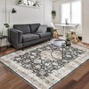 Vintage Large Living Room Rug Non Slip Backing, Washable Low Pile, Non-Shedding, Foldable Ultra-Thin Carpet for Office Bedroom - 2 of 4