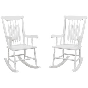 Outsunny Outdoor Wood Rocking Chair, 350 lbs. Porch Rocker with High Back for Garden, Patio, Balcony - 1 of 4