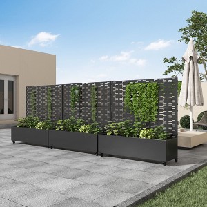 Wrought Iron Black Planter Box with Climbing Rack (Brick 01) - 1 of 3