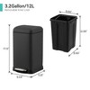 Bathroom Trash Can with Lid, Stainless Steel Kitchen Trash Can with 12 Liter, Soft Close Step-On Pedal, Fingerprint-Resistant Finish for Kitchen - 2 of 4